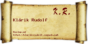 Klárik Rudolf névjegykártya